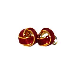 Vintage Monet Gold-Tone & Red Enamel Love Knot Stud Earrings 0.5" Signed
